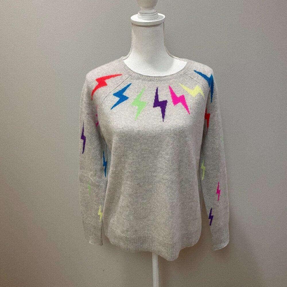 Aqua Cashmere Grey Bolt Sweater